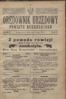 Orędownik Urzędowy Powiatu Bydgoskiego. R.73, nr 29 (9 lipca 1924)