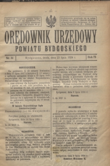 Orędownik Urzędowy Powiatu Bydgoskiego. R.73, nr 31 (23 lipca 1924)
