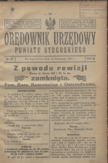 Orędownik Urzędowy Powiatu Bydgoskiego. R.73, nr 47 (12 listopada 1924)