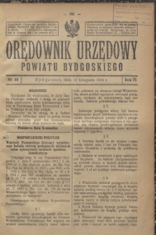 Orędownik Urzędowy Powiatu Bydgoskiego. R.73, nr 48 (19 listopada 1924)