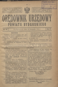 Orędownik Urzędowy Powiatu Bydgoskiego. R.73, nr 49 (26 listopada 1924)