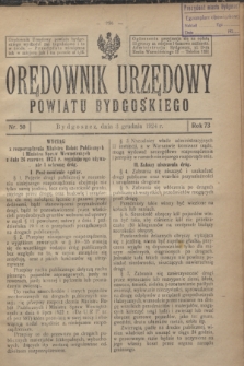 Orędownik Urzędowy Powiatu Bydgoskiego. R.73, nr 50 (3 grudnia 1924)