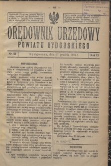 Orędownik Urzędowy Powiatu Bydgoskiego. R.73, nr 52 (17 grudnia 1924)