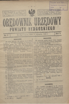 Orędownik Urzędowy Powiatu Bydgoskiego. R.74, nr 3 (21 stycznia 1925)