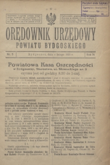 Orędownik Urzędowy Powiatu Bydgoskiego. R.74, nr 5 (4 lutego 1925)