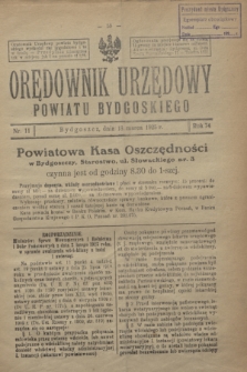 Orędownik Urzędowy Powiatu Bydgoskiego. R.74, nr 11 (18 marca 1925)