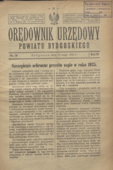 Orędownik Urzędowy Powiatu Bydgoskiego. R.74, nr 19 (13 maja 1925)