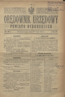 Orędownik Urzędowy Powiatu Bydgoskiego. R.74, nr 20 (20 maja 1925)