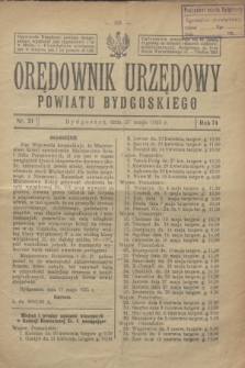 Orędownik Urzędowy Powiatu Bydgoskiego. R.74, nr 21 (27 maja 1925)