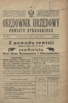 Orędownik Urzędowy Powiatu Bydgoskiego. R.74, nr 28 (15 lipca 1925)