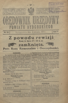 Orędownik Urzędowy Powiatu Bydgoskiego. R.74, nr 32 (12 sierpnia 1925)