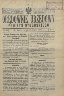 Orędownik Urzędowy Powiatu Bydgoskiego. R.74, nr 34 (26 sierpnia 1925)