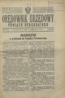 Orędownik Urzędowy Powiatu Bydgoskiego. R.74, nr 40 (7 października 1925)