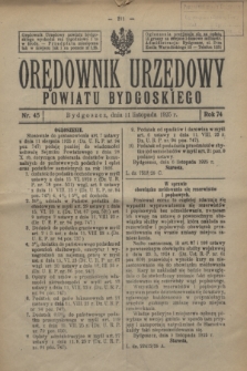 Orędownik Urzędowy Powiatu Bydgoskiego. R.74, nr 45 (11 listopada 1925)