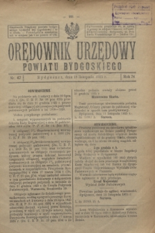 Orędownik Urzędowy Powiatu Bydgoskiego. R.74, nr 47 (18 listopada 1925)