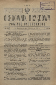 Orędownik Urzędowy Powiatu Bydgoskiego. R.74, nr 48 (25 listopada 1925)