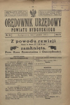 Orędownik Urzędowy Powiatu Bydgoskiego. R.74, nr 50 (9 grudnia 1925)