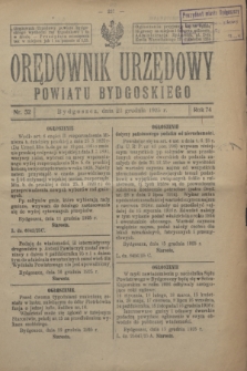 Orędownik Urzędowy Powiatu Bydgoskiego. R.74, nr 52 (23 grudnia 1925)
