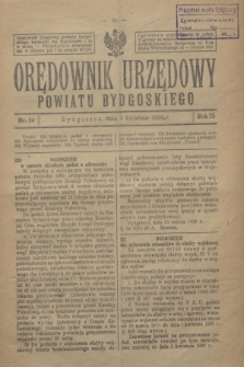 Orędownik Urzędowy Powiatu Bydgoskiego. R.75, nr 14 (5 kwietnia 1926)