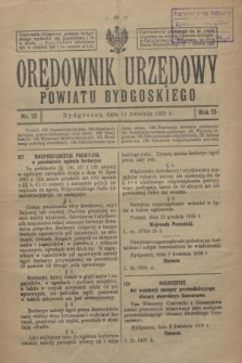 Orędownik Urzędowy Powiatu Bydgoskiego. R.75, nr 15 (14 kwietnia 1926)