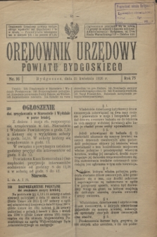 Orędownik Urzędowy Powiatu Bydgoskiego. R.75, nr 16 (21 kwietnia 1926)