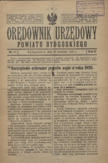 Orędownik Urzędowy Powiatu Bydgoskiego. R.75, nr 17 (28 kwietnia 1926)