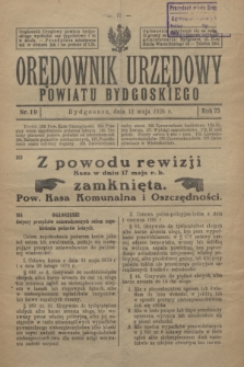 Orędownik Urzędowy Powiatu Bydgoskiego. R.75, nr 19 (12 maja 1926)