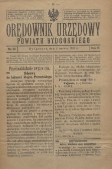 Orędownik Urzędowy Powiatu Bydgoskiego. R.75, nr 22 (2 czerwca 1926)