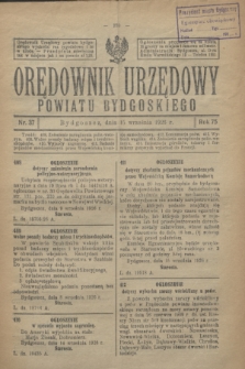 Orędownik Urzędowy Powiatu Bydgoskiego. R.75, nr 37 (15 września 1926)
