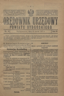Orędownik Urzędowy Powiatu Bydgoskiego. R.76, nr 13 (30 marca 1927)