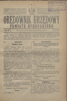 Orędownik Urzędowy Powiatu Bydgoskiego. R.76, nr 17 (27 kwietnia 1927)