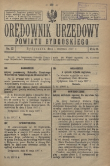 Orędownik Urzędowy Powiatu Bydgoskiego. R.76, nr 22 (1 czerwca 1927)