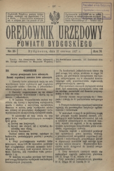 Orędownik Urzędowy Powiatu Bydgoskiego. R.76, nr 26 (22 czerwca 1927)