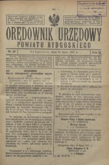 Orędownik Urzędowy Powiatu Bydgoskiego. R.76, nr 30 (20 lipca 1927)