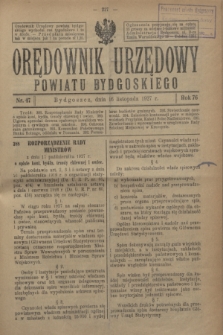 Orędownik Urzędowy Powiatu Bydgoskiego. R.76, nr 47 (16 listopada 1927)