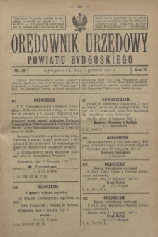 Orędownik Urzędowy Powiatu Bydgoskiego. R.76, nr 50 (7 grudnia 1927)