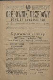 Orędownik Urzędowy Powiatu Bydgoskiego. R.77, nr 2 (11 stycznia 1928)