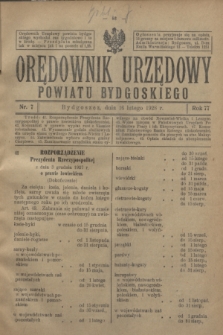 Orędownik Urzędowy Powiatu Bydgoskiego. R.77, nr 7 (16 lutego 1928)