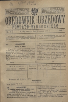 Orędownik Urzędowy Powiatu Bydgoskiego. R.77, nr 13 (28 marca 1928)