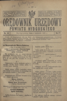 Orędownik Urzędowy Powiatu Bydgoskiego. R.77, nr 14 (4 kwietnia 1928)