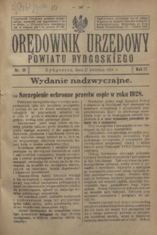 Orędownik Urzędowy Powiatu Bydgoskiego. R.77, nr 18 (27 kwietnia 1928)