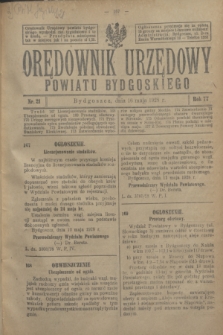 Orędownik Urzędowy Powiatu Bydgoskiego. R.77, nr 21 (16 maja 1928)