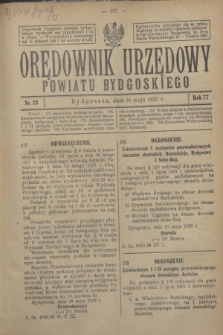 Orędownik Urzędowy Powiatu Bydgoskiego. R.77, nr 23 (30 maja 1928)