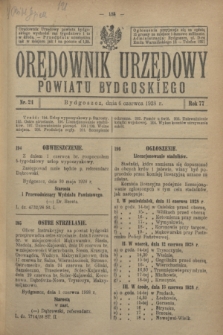 Orędownik Urzędowy Powiatu Bydgoskiego. R.77, nr 24 (6 czerwca 1928)
