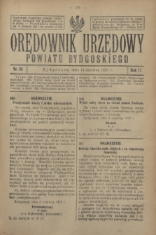 Orędownik Urzędowy Powiatu Bydgoskiego. R.77, nr 25 (14 czerwca 1928)