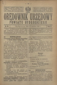 Orędownik Urzędowy Powiatu Bydgoskiego. R.77, nr 26 (20 czerwca 1928)