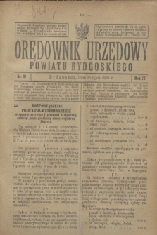 Orędownik Urzędowy Powiatu Bydgoskiego. R.77, nr 31 (25 lipca 1928)