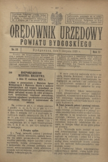 Orędownik Urzędowy Powiatu Bydgoskiego. R.77, nr 33 (8 sierpnia 1928)