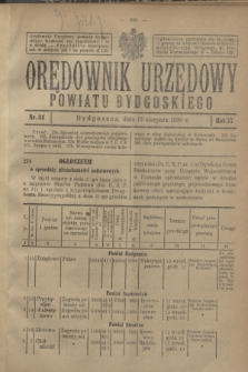 Orędownik Urzędowy Powiatu Bydgoskiego. R.77, nr 34 (15 sierpnia 1928)