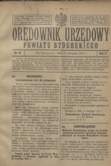 Orędownik Urzędowy Powiatu Bydgoskiego. R.77, nr 35 (22 sierpnia 1928)